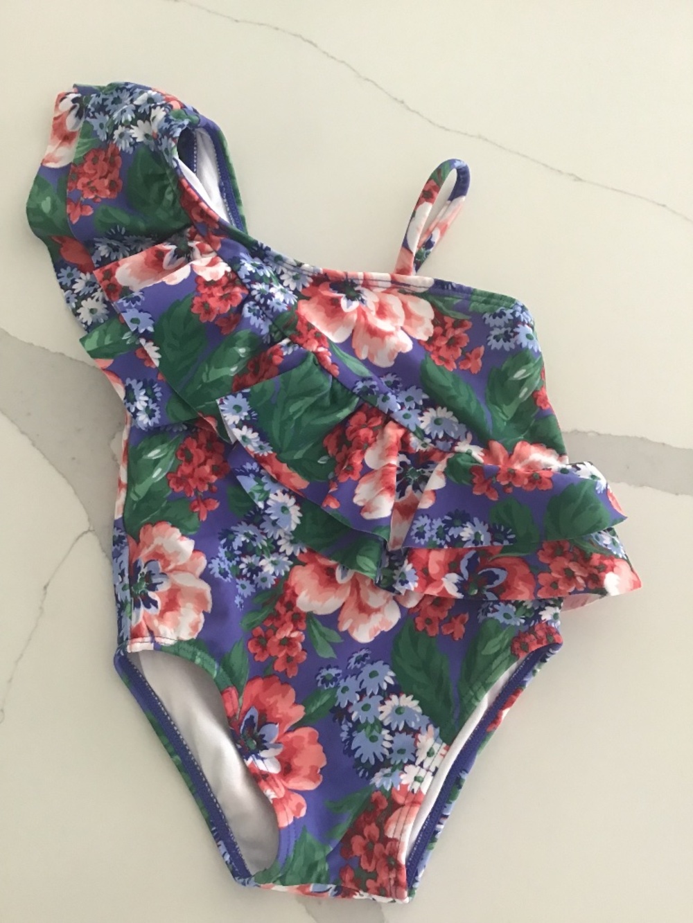 Janie and Jack Toddler Girl Swimsuit , Size 18-24 Months, Color blue floral